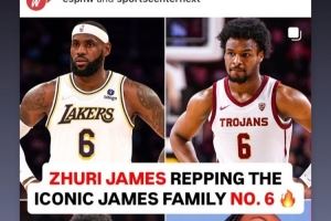 全家6号!詹姆斯转发自己和三个子女均身穿6号球衣照